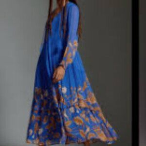 Anthropologie The Marais Printed Chiffon Maxi Dress Size L